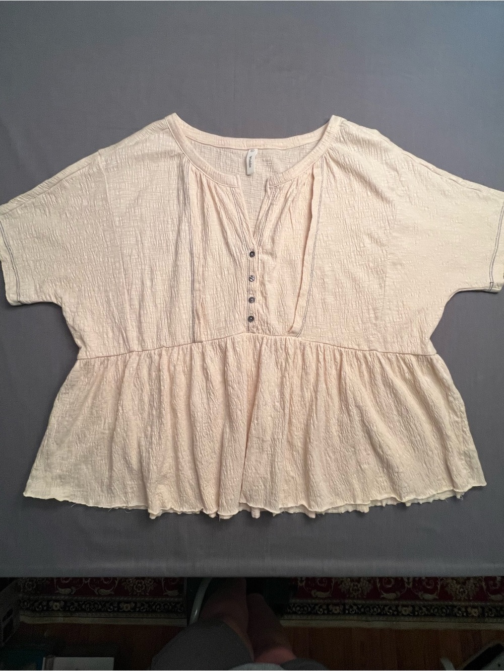 Wishlist Cream Peplum Button-Front Tunic